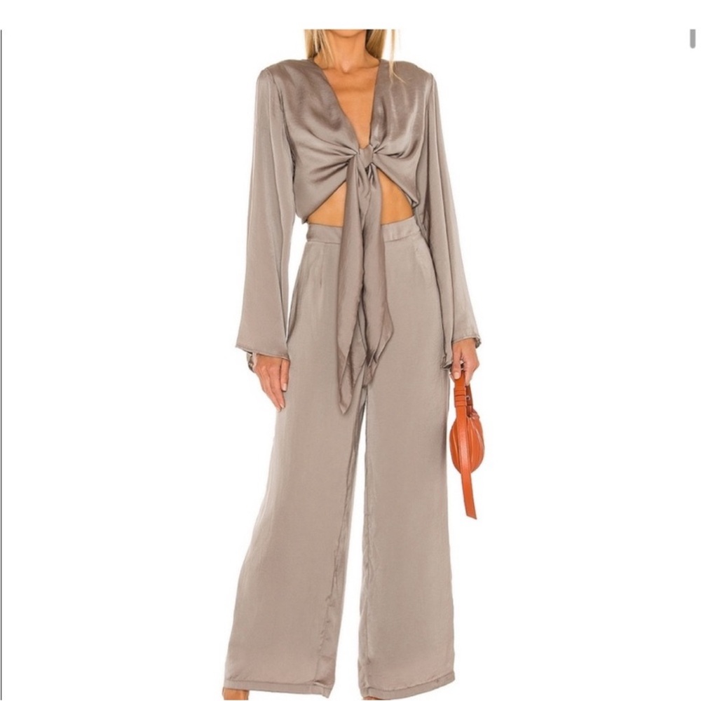 SNDYS Olive Green Tie Front Jumpsuit